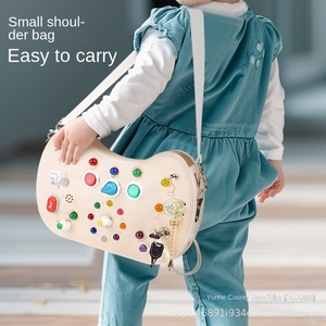 बच्चों के शैक्षिक नेतृत्व वाले इलेक्ट्रॉनिक ध्वनि प्रकाश व्यस्त बोर्ड अनलॉक स्विच लैंप टिकर दरवाजे की घंटी खिलौना पोर्टेबल बैग लकड़ी 4-6 - Product Image 3