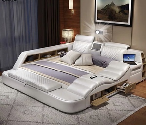 Proyector de piel auténtica de alta calidad de China, camas Tatami con cabezal de masaje, reproductor de música - Product Image 5