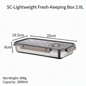 Lonchera de Acero Inoxidable 304 de Grado Alimenticio, Simple, para Refrigerador, Caja de Almacenamiento Sellada para Frutas - Product Image 3
