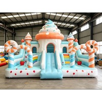 Château gonflable géant sur le thème des bonbons avec toboggan pour enfants, équipement de jeu pour parc d'attractions
