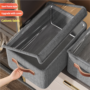 Boîtes de rangement pliables en tissu avec couvercle pour la maison, organisateur de vêtements pour armoire, organiseur de tiroirs pour chemises, pantalons, jeans - Product Image 5