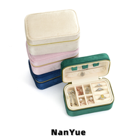 Boîte à bijoux en velours double couche, portable, avec fermeture éclair, pour voyage, personnalisable avec logo, emballage cadeau pour bijoux femme.