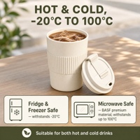 Gobelet de voyage biodégradable en PLA à base d'amidon de maïs 450 ml, anti-fuite, double étanchéité, qualité alimentaire, tasse à café, logo personnalisé, compatible micro-ondes, pour l'extérieur
