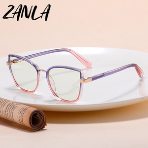 2024 nueva moda señoras ojo de <span class=keywords><strong>gato</strong></span> miopía <span class=keywords><strong>gafas</strong></span> Anti luz azul bloqueo ordenador menos <span class=keywords><strong>gafas</strong></span> mujeres coloridas <span class=keywords><strong>gafas</strong></span> de montura grande - Product Image 2