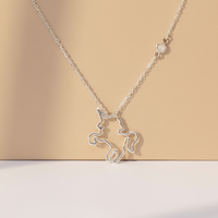 Nouveau Collier Pendentif Cheval en Argent Sterling 925 Plaqué Rhodium pour Filles et Femmes, Idéal pour Mariage, Fiançailles et Fêtes