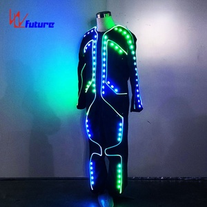 <span class=keywords><strong>Combinaison</strong></span> lumineuse LED avec lumières néon violettes et jaunes vives, design lumineux rechargeable pour les spectacles de scène de fête, festival - Product Image 5