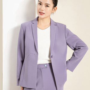 <span class=keywords><strong>Blazer</strong></span> de Manga Larga con Solapa Entallada Color <span class=keywords><strong>Lila</strong></span> para <span class=keywords><strong>Mujer</strong></span>, Estilo Minze, Chaqueta Corta de Oficina con un Solo Botón para Primavera - Product Image 4