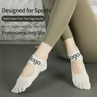 Chaussettes de yoga OEM personnalisées durables à cinq doigts pour femmes, antidérapantes, en coton, à bout ouvert, pour Pilates, Barre, Studio, Fitness, Entraînement