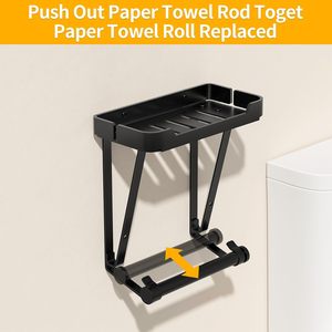 Porte-<span class=keywords><strong>papier</strong></span> <span class=keywords><strong>toilette</strong></span> mural double en acier inoxydable <span class=keywords><strong>noir</strong></span> <span class=keywords><strong>mat</strong></span>, nouveau design, avec boîte de rangement pour salle de bain et cuisine - Product Image 3