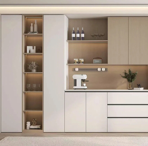 Aparador de Pared Moderno de Lujo con Madera Integrada, Puertas de Vidrio, Estante para Vinos con Iluminación LED, Almacenamiento para Comedor, Sala de Estar o Entrada - Product Image 6