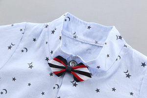 ชุดเสื้อเชิ้ตเด็กผู้ชายลายพิมพ์เต็มตัวแบบกระดุมแถวเดียวสีสันสดใสพร้อมกางเกงสีพื้นคุณภาพพรีเมียมสำหรับฤดูร้อน - Product Image 4