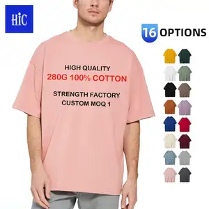 HIC Men's Heavy Weight 280grsm 100% Cotton Loose Size Plain Drop-Shoulder Oversized Short Sleeve T Shirt