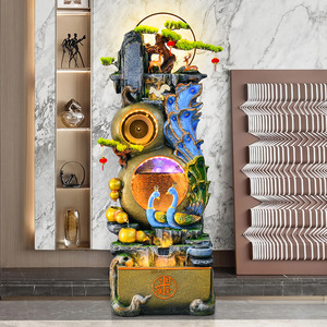 Chinese Style Water Fountain Peacock Gourd Design <b>Cement</b> Composite Water Resistant 53x35x146cm for Living Room Feng Shui - Product Image 4