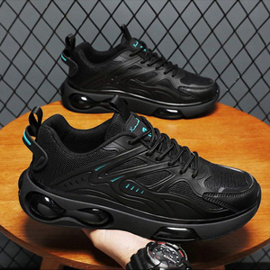 Chaussures de sport en maille noire pour hommes, nouvelle collection été, baskets blanches décontractées pour la marche, style usine - Product Image 4