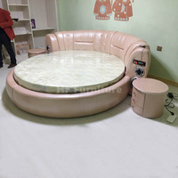 Modernes kreisförmiges Multifunktion sbett Rundes Bett Bequemes rosa Prinzessin Schlafzimmer für Mädchen