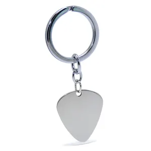 Gitarren Pick Shaped Key chain Edelstahl Blank Werbe schlüssel anhänger Handtaschen Zubehör Metall Initial Key Ring
