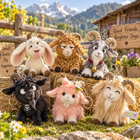 Porte-clés en peluche de chèvre personnalisé, amusant, pour fêtes champêtres, fermes d'élevage, attractions de ranchs, vente en gros