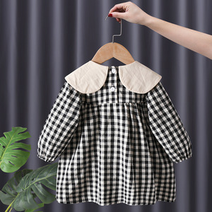Child Star Circle Girls Plaid Dress Peter Pan Collar Full Sleeve Toddler Princess Spring Autumn Fashion - Product Image 4