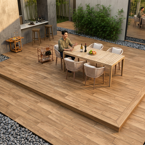Baldosas de porcelana con aspecto de madera de 20x120cm, superficie tallada con acabado mate para pisos interiores contemporáneos - Product Image 2