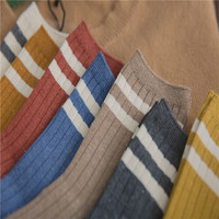KANGYI Chaussettes en coton de haute qualité Slouch Chaussettes tricotées rayées pour bottes d'école pour femmes