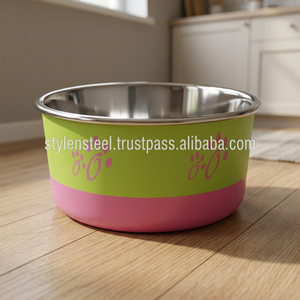 Bols pour animaux de compagnie en acier inoxydable écologique bicolore vert et bleu collé Fusion prix de gros pour les mangeoires - Product Image 5