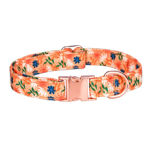 Logotipo de grabado láser <span class=keywords><strong>Collar</strong></span> de perro de lujo Hebilla de oro rosa Collares para mascotas <span class=keywords><strong>Collar</strong></span> de perro con estampado floral - Product Image 5