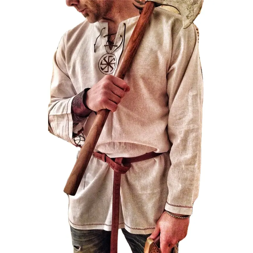 فارس تأثيري زي القرون الوسطى سترة أزياء هالوين للرجال الكبار القراصنة تمويه الملابس الفاخرة قمصان كرنفال