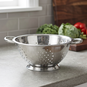 Passoire ronde en acier inoxydable durable avec poignées pour pâtes, riz, légumes, fruits - Qualité alimentaire, passe au lave-vaisselle - Product Image 2