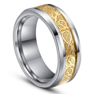 SZ CHENG Anello di Tungsteno Drago Anello di Tungsteno Cinese Celtic Uomini 18k <span class=keywords><strong>Oro</strong></span> Nero Argento Rosso Rosso CHRISTIAN Anello di fidanzamento - Product Image 6