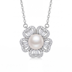 Collar de Plata S925 con Perla de Agua Dulce en Forma de Corazón y Colgante con Circonitas, Joyería Romántica para Mujer - Product Image 1