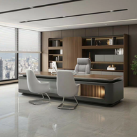 Bureau de direction modulaire en L extensible, moderne et élégant, avec plateau en chêne noir haut de gamme et tiroir pour ordinateur et dossiers