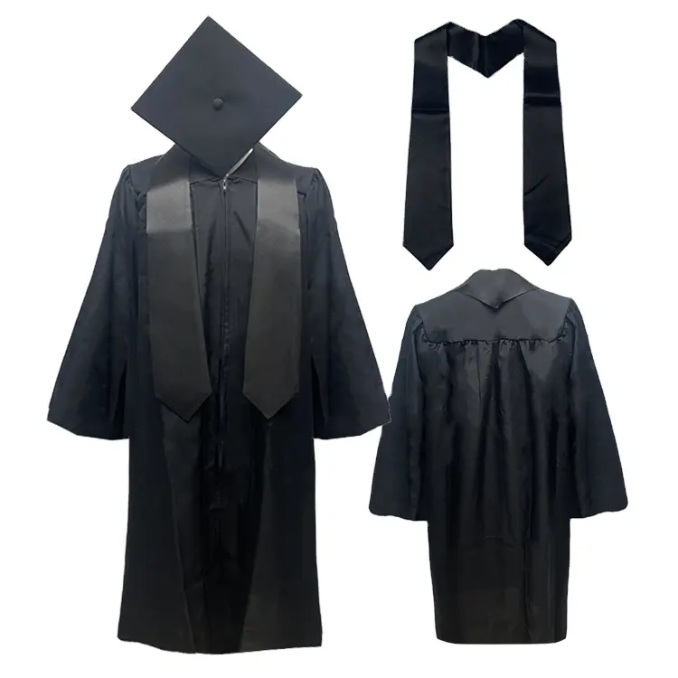 2024 vestido de graduación de estudiantes Vestido de soltero Púrpura al por mayor Las cintas de gorra de soltero se pueden personalizar en varios colores