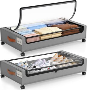 Organisateur de rangement pour chaussures sous le lit, tiroir métallique roulant, rangement sous le lit pour vêtements avec roulettes - Product Image 1