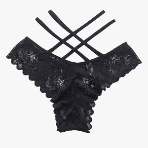 High-Rise Women's T-Back Thongs Sexy Ribbon Lace Underwear Seamless Woven Nylon Material Low-Waist Lady Undergarment Red Adults