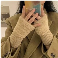 Nouveaux gants demi-doigt en polaire de vison pour femmes doux hiver chaleur luxe couleur unie en peluche tricoté gants sans doigts