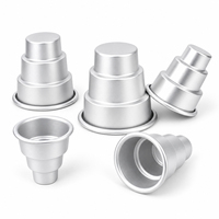Moule à gâteau en aluminium à 3 niveaux, 0,9 mm, mini moule à gâteau de mariage rond, moule à pâtisserie à étages pour desserts de fête d'anniversaire, boulangerie à domicile, 6 tailles