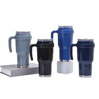 Tasse à café de voyage isotherme en acier inoxydable de 40 oz avec poignée et couvercle, bouteille d'eau, étiquettes