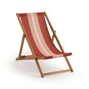 Modern Adjustable Backrest <b>Beach</b> <b>Chair</b> Lounge Reclining Wooden Foldable Striped Sling Outdoor Furniture - Product Image 4