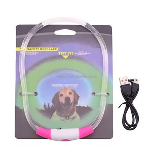 Factory Price Luxury Ribbons Replaceable Battery USB LED Glowing Pet <b>Dog</b> Safety <b>Collar</b> <b>for</b> Night Walking - Product Image 2