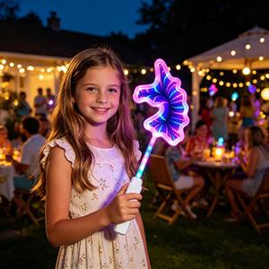 Varita LED de unicornio con logotipo personalizado al por mayor, barra luminosa de túnel del tiempo de 15 pulgadas, 39 LED, 3 modos, recuerdos para fiestas, suministros para eventos a granel - Product Image 2