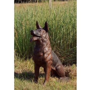 ديكور حديقة المنزل المصقول يدويا صب النحاس تمثال الحيوان البرونزية العمل الكلب الفن النحت المعدني للديكور في الهواء الطلق - Product Image 2