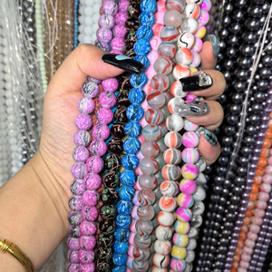 Gran oferta, stock de cuentas de vidrio de 8mm y 10mm, proveedor de cuentas <span class=keywords><strong>a</strong></span> granel, cuentas sueltas de colores mezclados para hacer pulseras y decorar joyas DIY - Product Image 2