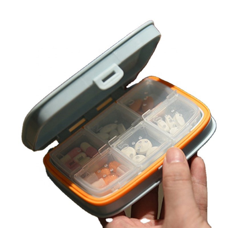 Дорожный портативный пластиковый контейнер для таблеток с сетчатым отсеком 4/6, контейнер-диспенсер для лекарств и таблеток, герметичный контейнер для лекарств