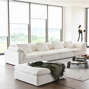 Canapé modulaire avec chaise longue confortable en tissu blanc pour appartement ou villa - Product Image 2