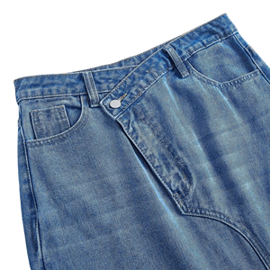 Jupes longues en denim délavé de grande taille pour femmes <span class=keywords><strong>jupe</strong></span> en jean <span class=keywords><strong>fendue</strong></span> à taille haute pour femmes vente en gros - Product Image 3
