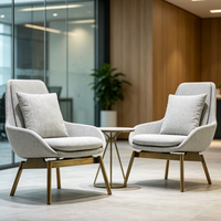 Fauteuil d'appoint moderne et durable en tissu, empilable, avec pieds en métal doré, pour hôtel, salon, salle d'attente, chambre d'hôtes, réception
