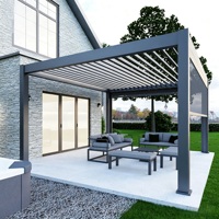Pergola motorisée de luxe 3x4m en aluminium avec toit à lames orientables, imperméable, pour jardin extérieur, patio, gazebo, pare-soleil 10x13ft