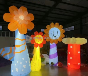 Nouvelle conception <span class=keywords><strong>Alice</strong></span> Wonderland parc à thème ballon <span class=keywords><strong>au</strong></span> sol gonflable fleurs gonflables en grappes modèle idées de fête décoratives - Product Image 4