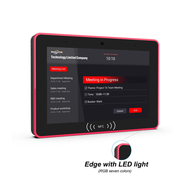 WA8058T 8 Inch Tablet Android 11 2GB Memory RK3568 WiFi 6 HD Display Edge with LED Light NFC POE for Meeting Reservation System