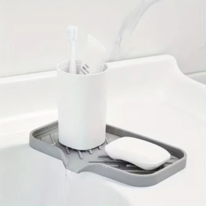 Self Draining Soap Bar Holder Silicone <b>Kitchen</b> Soap Dish Sponge Tray Counter <b>Caddy</b> Organizer for Dish Soap Dispenser - Product Image 5